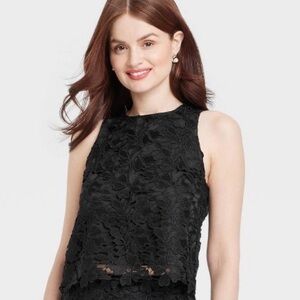 NWT A New Day Elegant Black Lace Sleeveless Top
